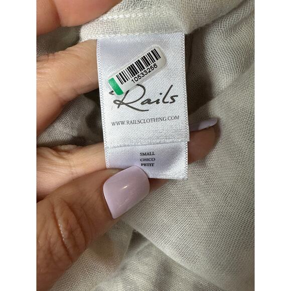 Rails Ellis Grey Jaguar Print Cotton Button Front Top Shirt Tunic size Small - Picture 7 of 16